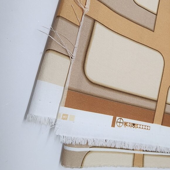 Retro 1960s 70s Geometric Fabric Brown & Beige Rectangles 54" Wide 2 yds 21" - Picture 4 of 6